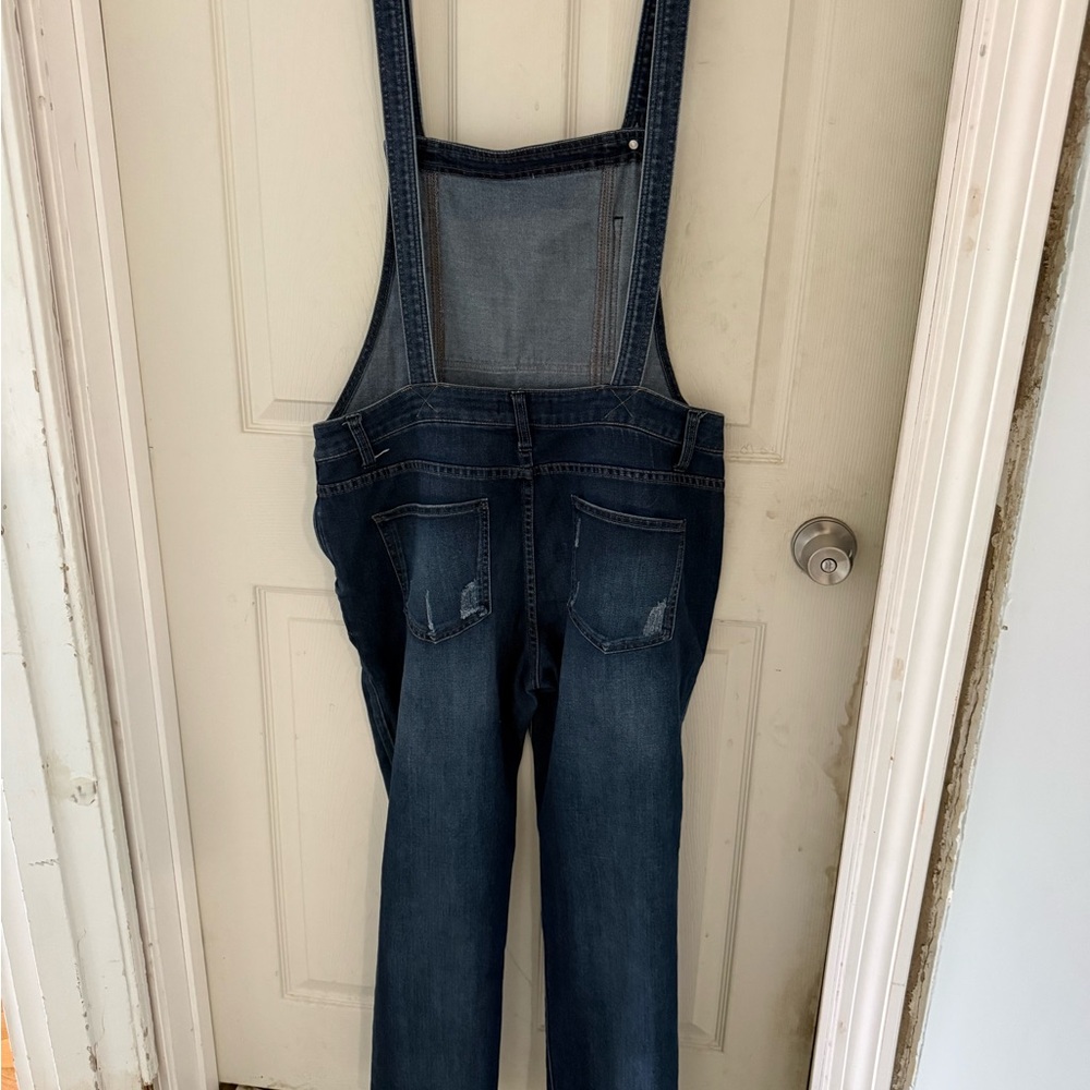 Feee People Dark Wash Denim Overalls - Picture 3 of 4